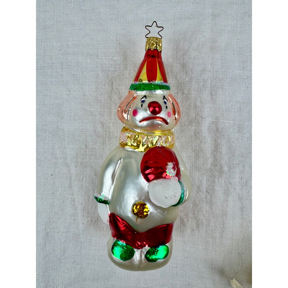Vintage German Glass Sad Clown Christmas Ornament Hand Painted Made in Germany